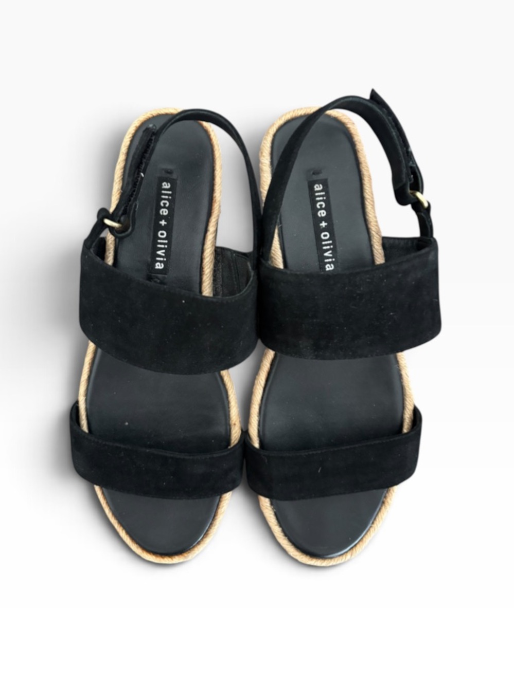 Alice + Olivia Suede Jute Platform Wedge Sandals - Size 39 - Picture 5 of 9